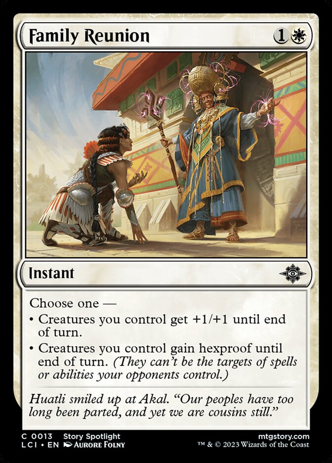 This Is An Image Of The Magic The Gathering Card Family Reunion From The Set The Lost Caverns of Ixalan - Designed By Artist Aurore Folny