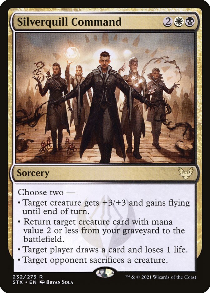 This Is An Image Of The Magic The Gathering Card Silverquill Command From The Set Strixhaven: School of Mages - Designed By Artist Bryan Sola