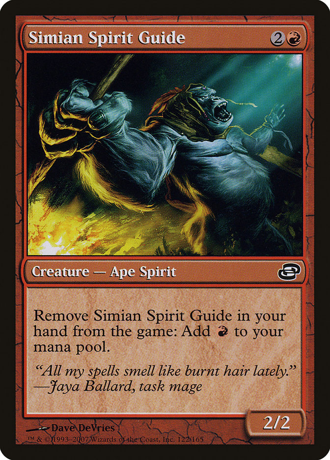 This Is An Image Of The Magic The Gathering Card Simian Spirit Guide From The Set Time Spiral Remastered - Designed By Artist Lucas Graciano