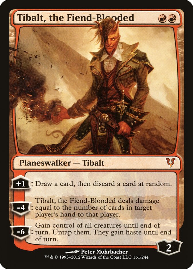 This Is An Image Of The Magic The Gathering Card Tibalt, the Fiend-Blooded From The Set Duel Decks: Sorin vs. Tibalt - Designed By Artist Chase Stone