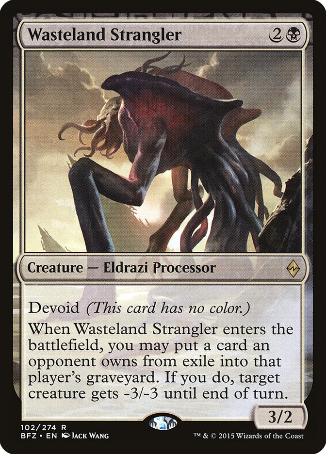 This Is An Image Of The Magic The Gathering Card Wasteland Strangler From The Set Battle for Zendikar - Designed By Artist Jack Wang