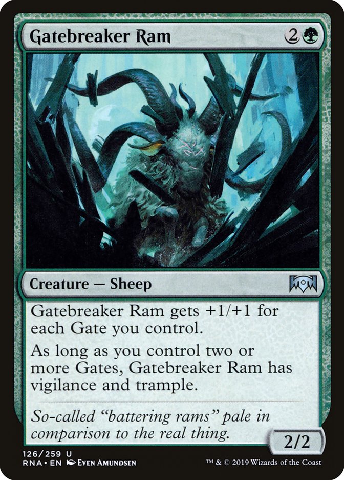 This Is An Image Of The Magic The Gathering Card Gatebreaker Ram From The Set Ravnica Allegiance - Designed By Artist Even Amundsen