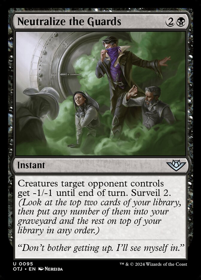 This Is An Image Of The Magic The Gathering Card Neutralize the Guards From The Set Outlaws of Thunder Junction - Designed By Artist Nereida