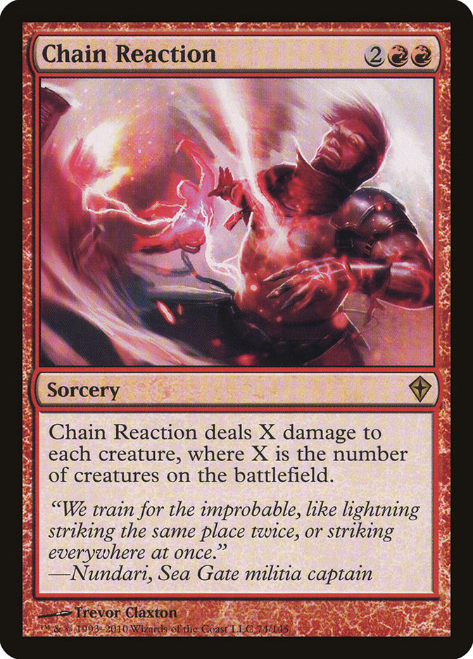 This Is An Image Of The Magic The Gathering Card Chain Reaction From The Set Commander Legends: Battle for Baldur's Gate - Designed By Artist Trevor Claxton