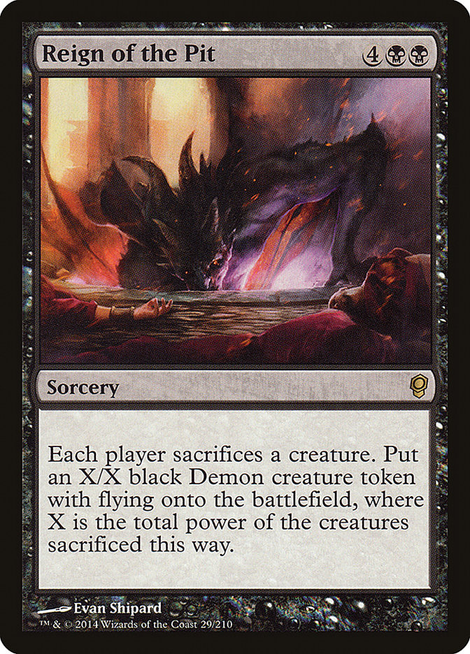 This Is An Image Of The Magic The Gathering Card Reign of the Pit From The Set New Capenna Commander - Designed By Artist Evan Shipard