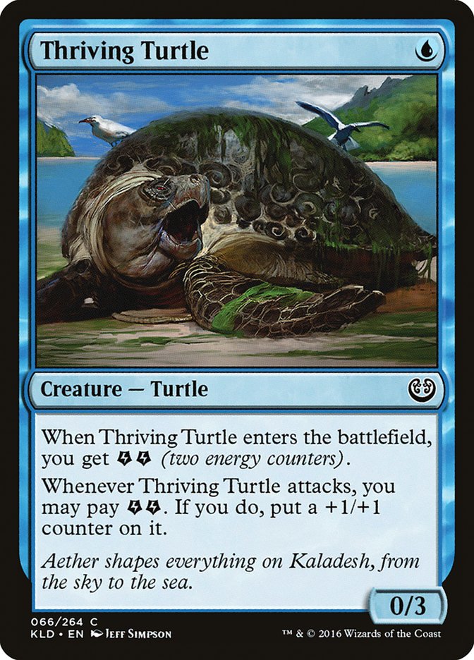 This Is An Image Of The Magic The Gathering Card Thriving Turtle From The Set Kaladesh - Designed By Artist Jeff Simpson