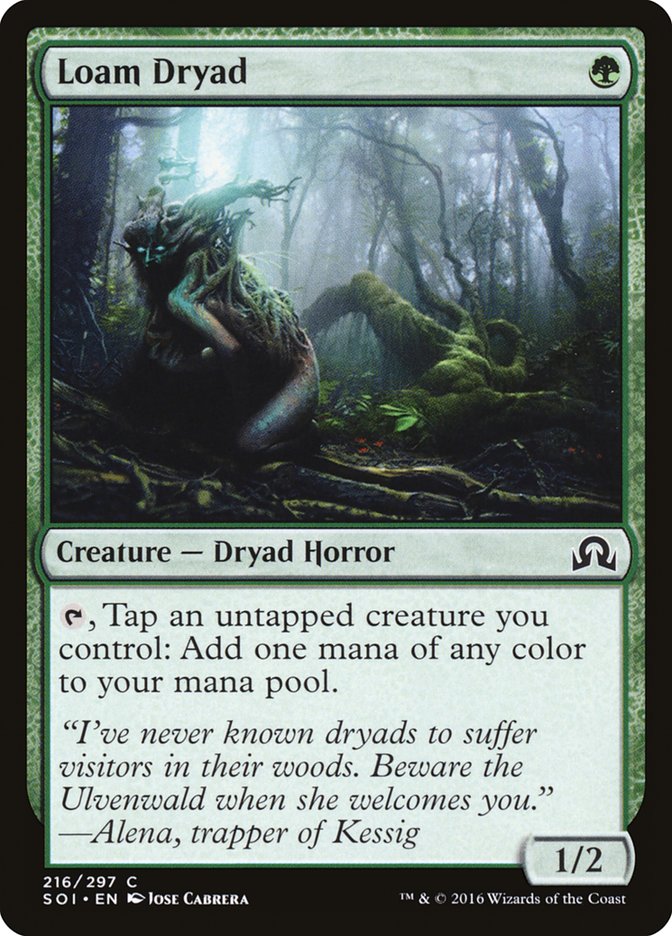 This Is An Image Of The Magic The Gathering Card Loam Dryad From The Set Shadows over Innistrad - Designed By Artist Jose Cabrera