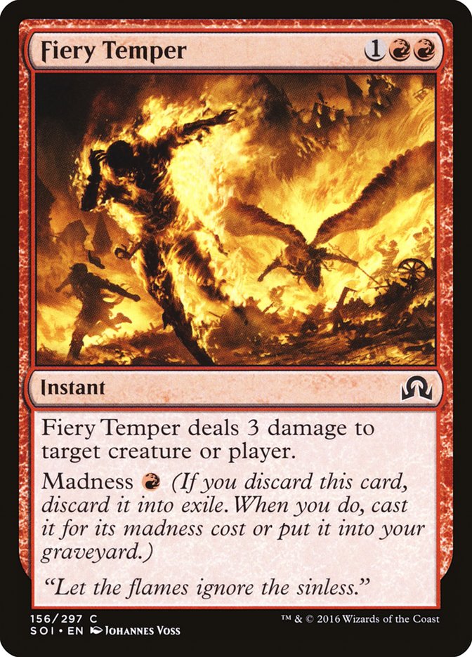 This Is An Image Of The Magic The Gathering Card Fiery Temper From The Set Innistrad Remastered - Designed By Artist Johannes Voss