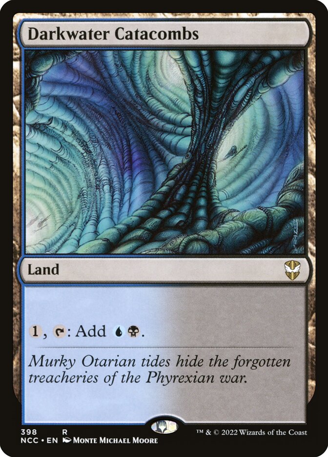 This Is An Image Of The Magic The Gathering Card Darkwater Catacombs From The Set Tarkir: Dragonstorm Commander - Designed By Artist Monte Michael Moore