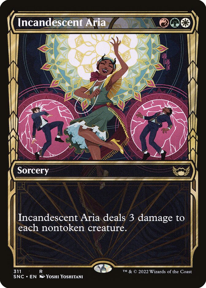 This Is An Image Of The Magic The Gathering Card Incandescent Aria From The Set Streets of New Capenna - Designed By Artist Randy Gallegos