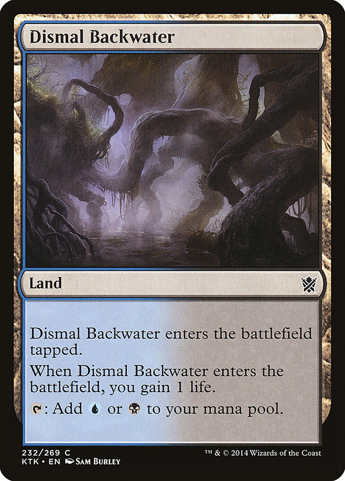 This Is An Image Of The Magic The Gathering Card Dismal Backwater From The Set Tarkir: Dragonstorm - Designed By Artist Alayna Danner