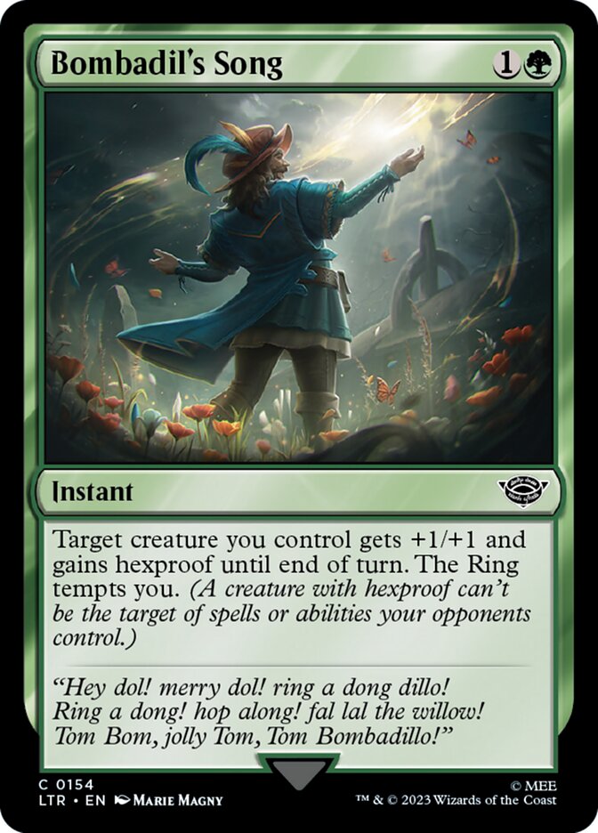 This Is An Image Of The Magic The Gathering Card Bombadil's Song From The Set The Lord of the Rings: Tales of Middle-earth - Designed By Artist Marie Magny