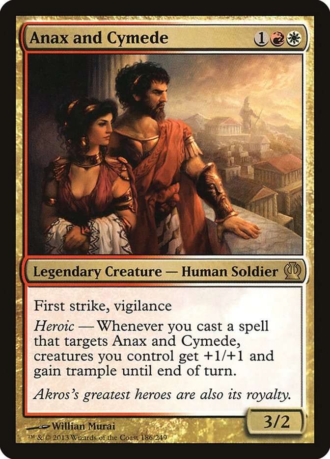 This Is An Image Of The Magic The Gathering Card Anax and Cymede From The Set Theros - Designed By Artist Willian Murai