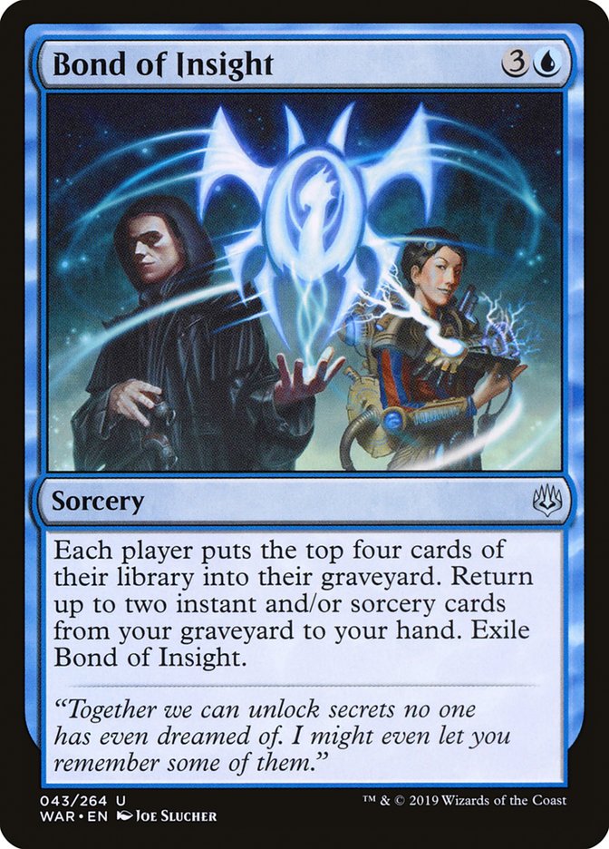 This Is An Image Of The Magic The Gathering Card Bond of Insight From The Set War of the Spark - Designed By Artist Joe Slucher