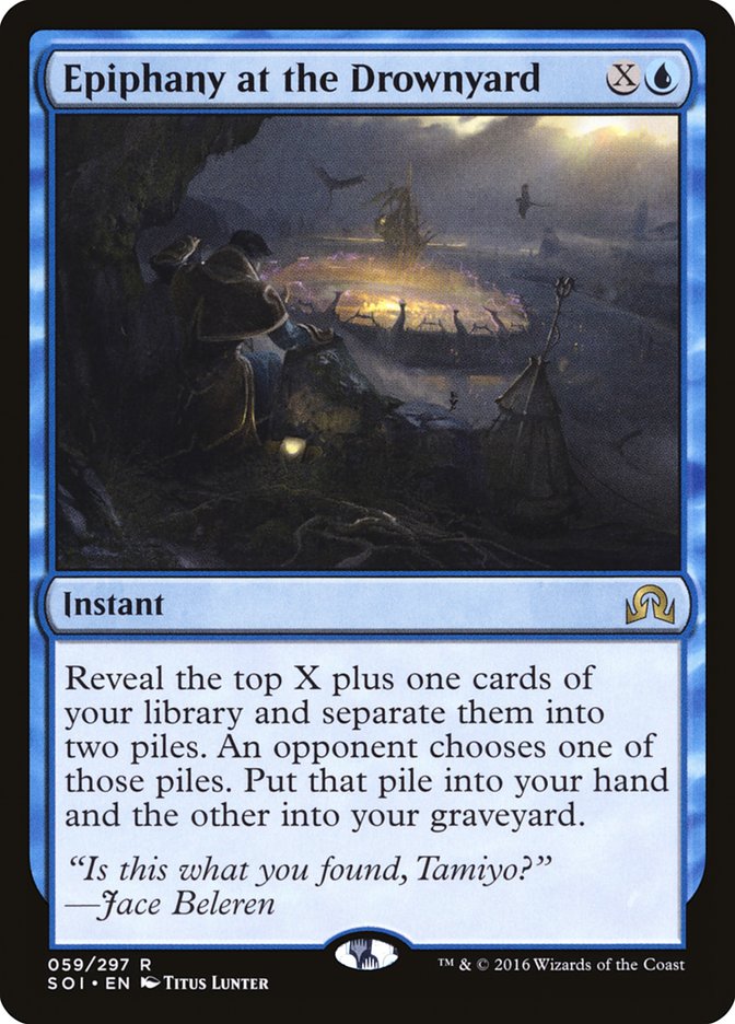 This Is An Image Of The Magic The Gathering Card Epiphany at the Drownyard From The Set Shadows over Innistrad - Designed By Artist Titus Lunter