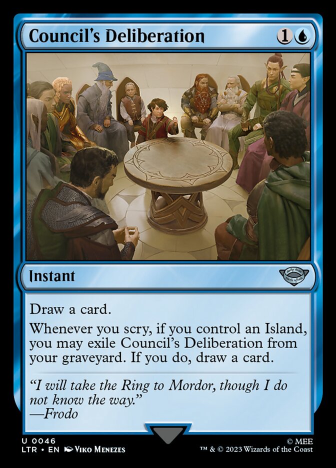 This Is An Image Of The Magic The Gathering Card Council's Deliberation From The Set The Lord of the Rings: Tales of Middle-earth - Designed By Artist Viko Menezes
