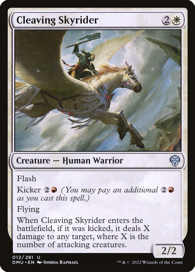 This Is An Image Of The Magic The Gathering Card Cleaving Skyrider From The Set Dominaria United - Designed By Artist Joshua Raphael