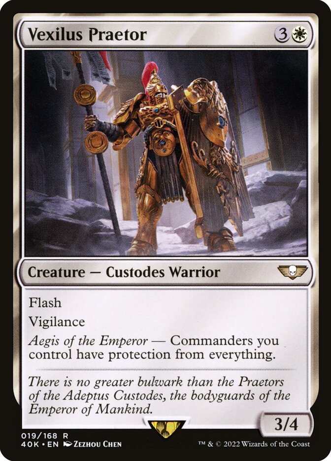 This Is An Image Of The Magic The Gathering Card Vexilus Praetor From The Set Warhammer 40,000 Commander - Designed By Artist Zezhou Chen