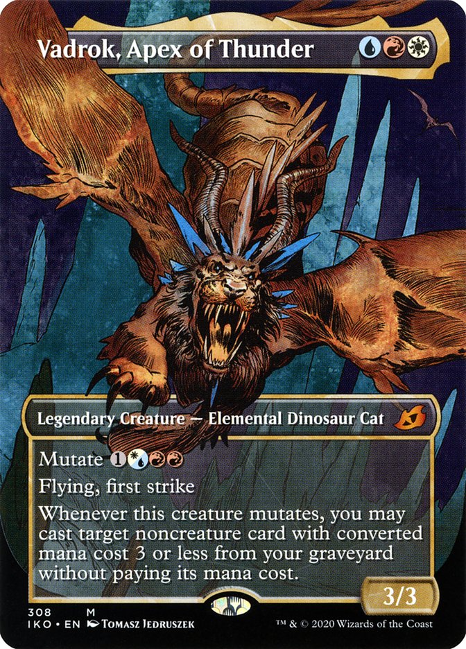 This Is An Image Of The Magic The Gathering Card Vadrok, Apex of Thunder From The Set Ikoria: Lair of Behemoths - Designed By Artist Zack Stella