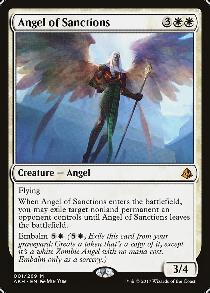 This Is An Image Of The Magic The Gathering Card Angel of Sanctions From The Set Commander 2019 - Designed By Artist Min Yum