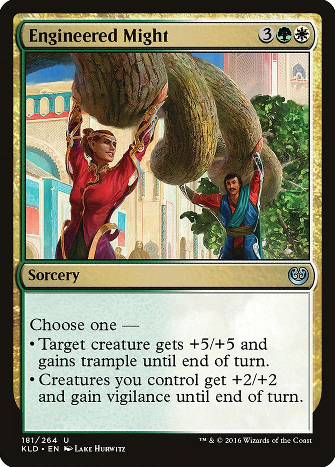 This Is An Image Of The Magic The Gathering Card Engineered Might From The Set Kaladesh - Designed By Artist Lake Hurwitz