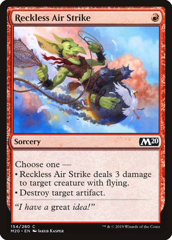 This Is An Image Of The Magic The Gathering Card Reckless Air Strike From The Set Core Set 2020 - Designed By Artist Jakub Kasper