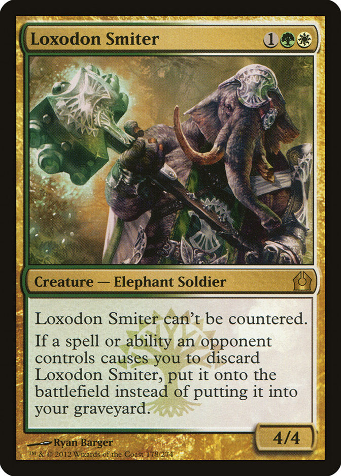 This Is An Image Of The Magic The Gathering Card Loxodon Smiter From The Set Return to Ravnica - Designed By Artist Ryan Barger