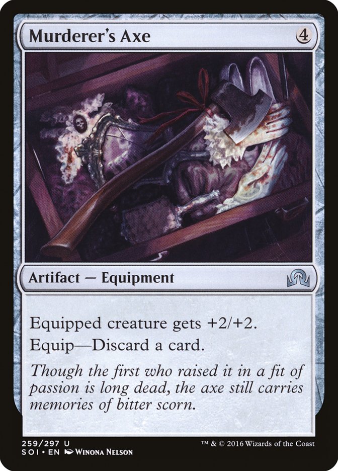 This Is An Image Of The Magic The Gathering Card Murderer's Axe From The Set Shadows over Innistrad - Designed By Artist Winona Nelson