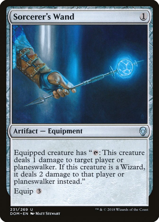 This Is An Image Of The Magic The Gathering Card Sorcerer's Wand From The Set Dominaria - Designed By Artist Matt Stewart