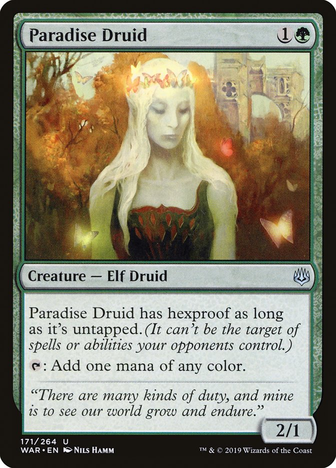 This Is An Image Of The Magic The Gathering Card Paradise Druid From The Set Forgotten Realms Commander - Designed By Artist Nils Hamm