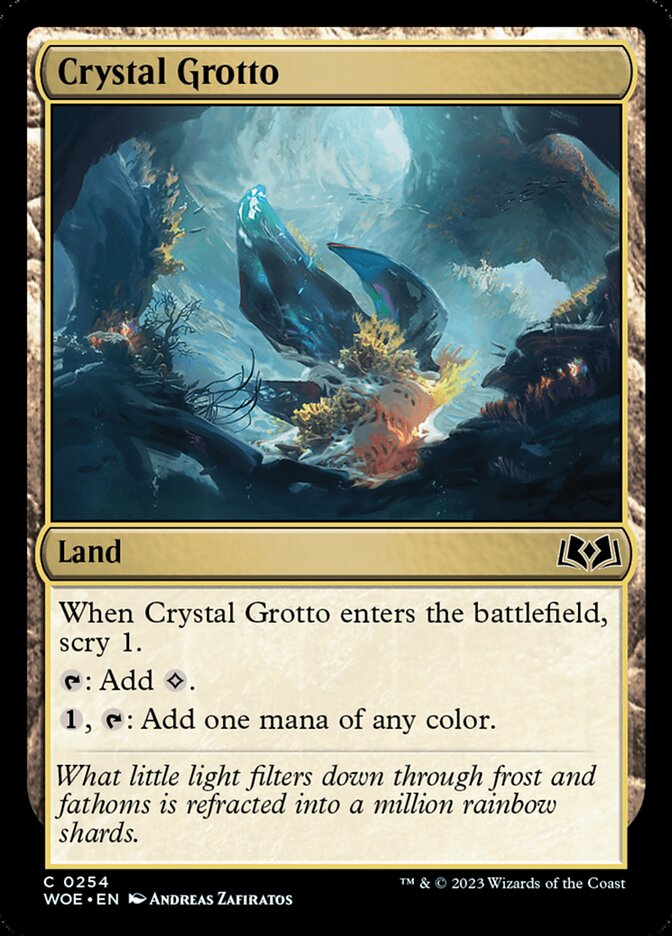 This Is An Image Of The Magic The Gathering Card Crystal Grotto From The Set Wilds of Eldraine - Designed By Artist Andreas Zafiratos