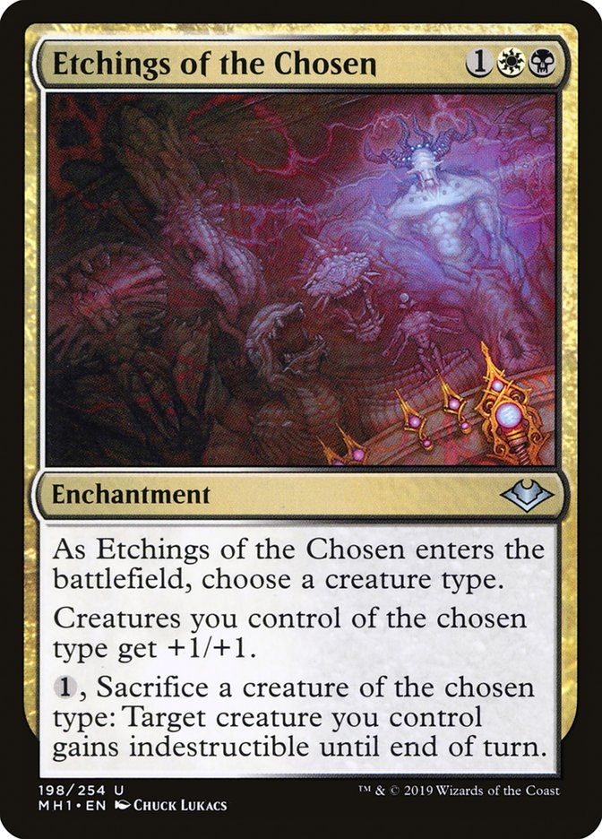 This Is An Image Of The Magic The Gathering Card Etchings of the Chosen From The Set The Lost Caverns of Ixalan Commander - Designed By Artist Chuck Lukacs