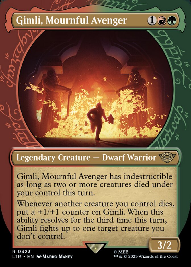 This Is An Image Of The Magic The Gathering Card Gimli, Mournful Avenger From The Set The Lord of the Rings: Tales of Middle-earth - Designed By Artist Bartłomiej Gaweł