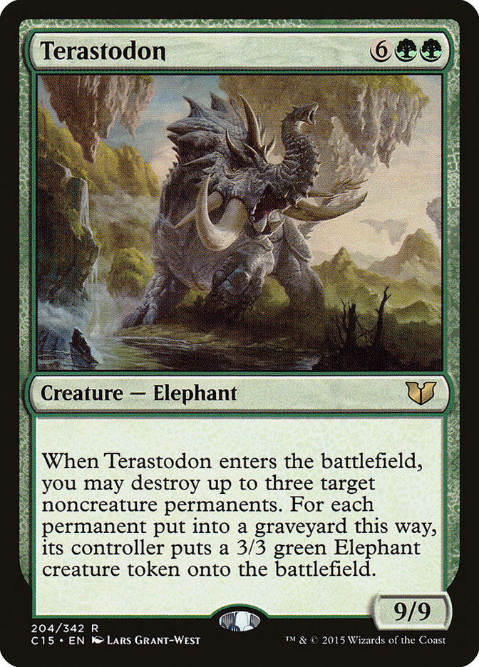 This Is An Image Of The Magic The Gathering Card Terastodon From The Set Commander 2021 - Designed By Artist Lars Grant-West