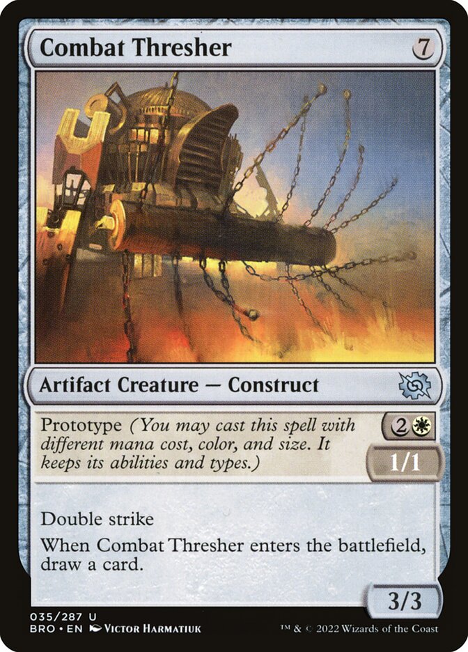 This Is An Image Of The Magic The Gathering Card Combat Thresher From The Set The Brothers' War - Designed By Artist Victor Harmatiuk