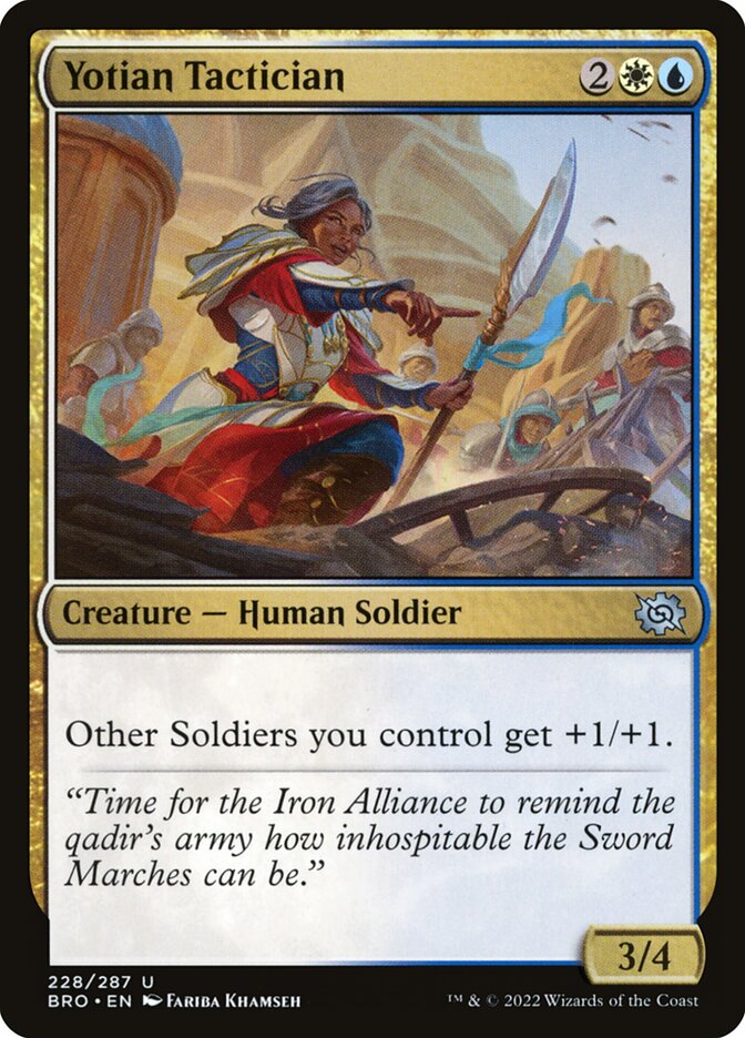 This Is An Image Of The Magic The Gathering Card Yotian Tactician From The Set The Brothers' War - Designed By Artist Fariba Khamseh