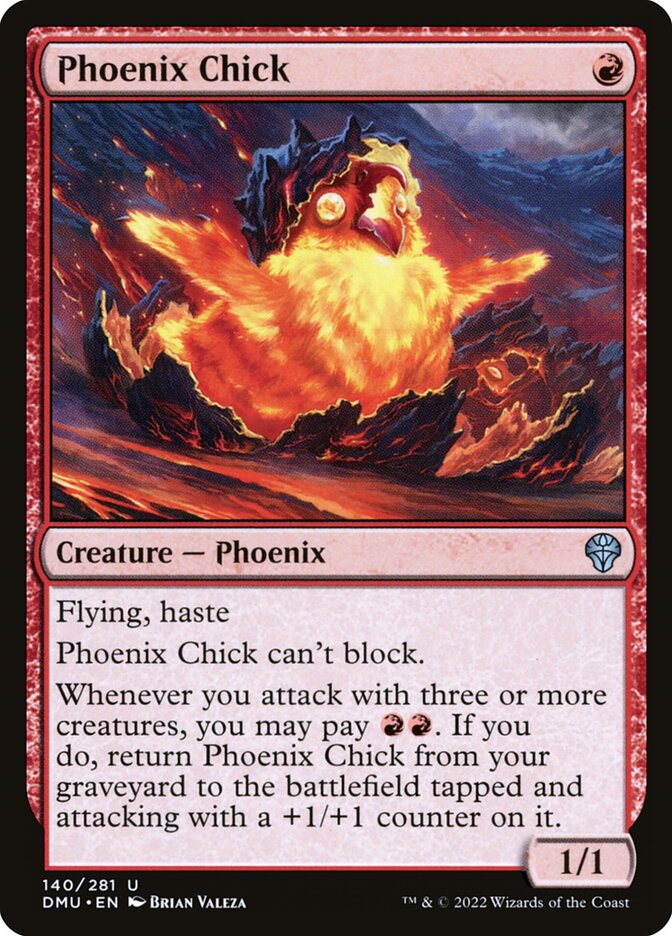 This Is An Image Of The Magic The Gathering Card Phoenix Chick From The Set Dominaria United - Designed By Artist Brian Valeza