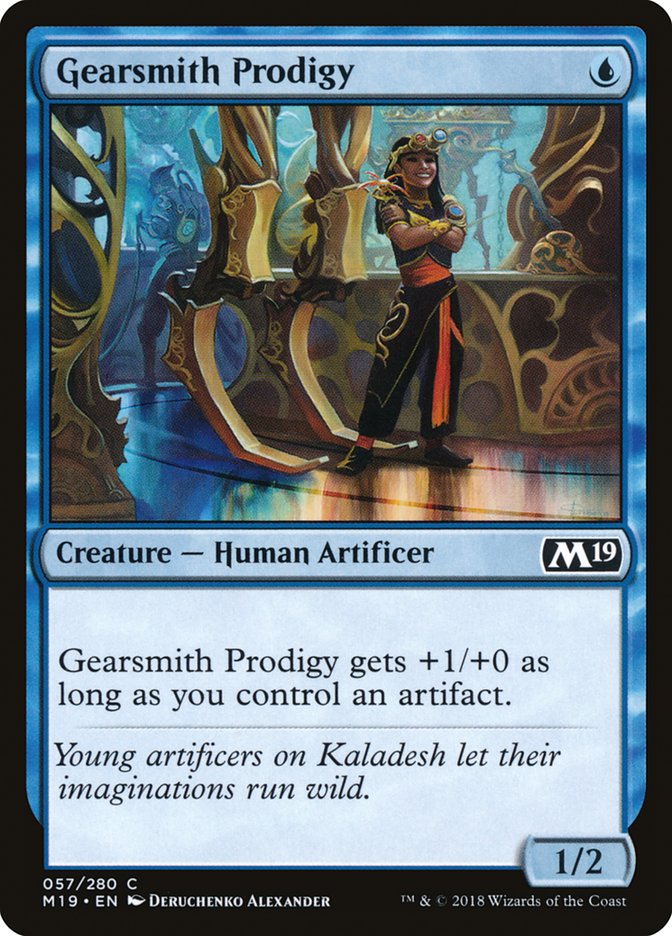 This Is An Image Of The Magic The Gathering Card Gearsmith Prodigy From The Set Core Set 2019 - Designed By Artist Deruchenko Alexander