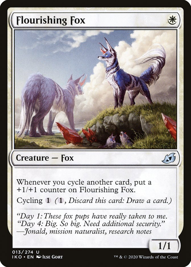 This Is An Image Of The Magic The Gathering Card Flourishing Fox From The Set Ikoria: Lair of Behemoths - Designed By Artist Ilse Gort
