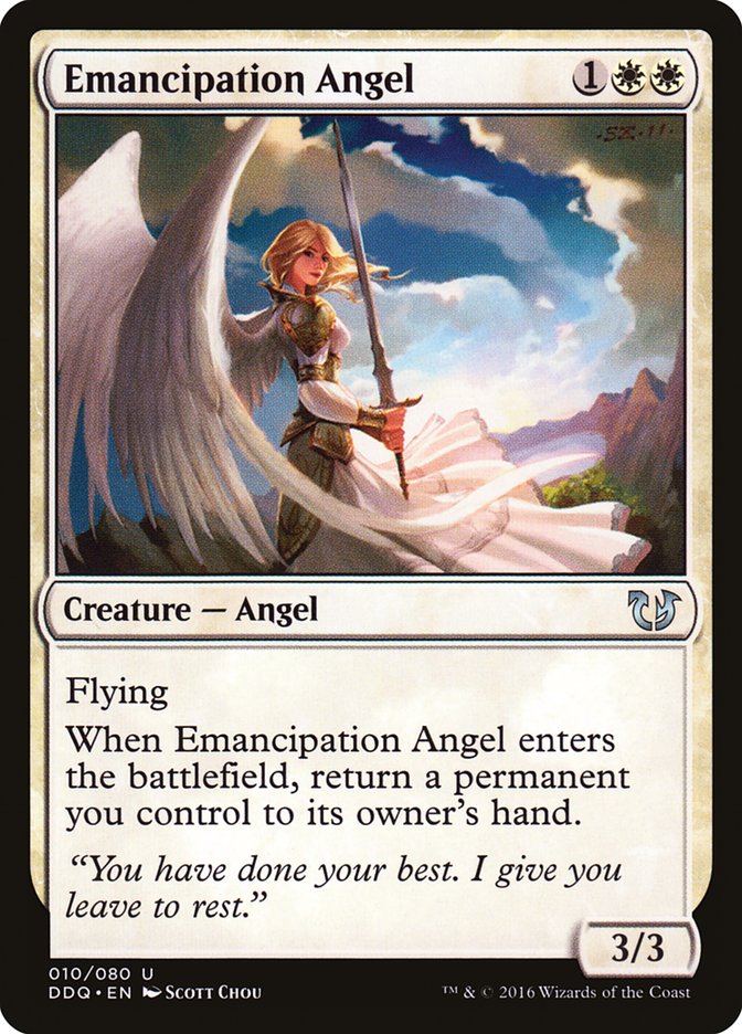 This Is An Image Of The Magic The Gathering Card Emancipation Angel From The Set Jumpstart - Designed By Artist Scott Chou