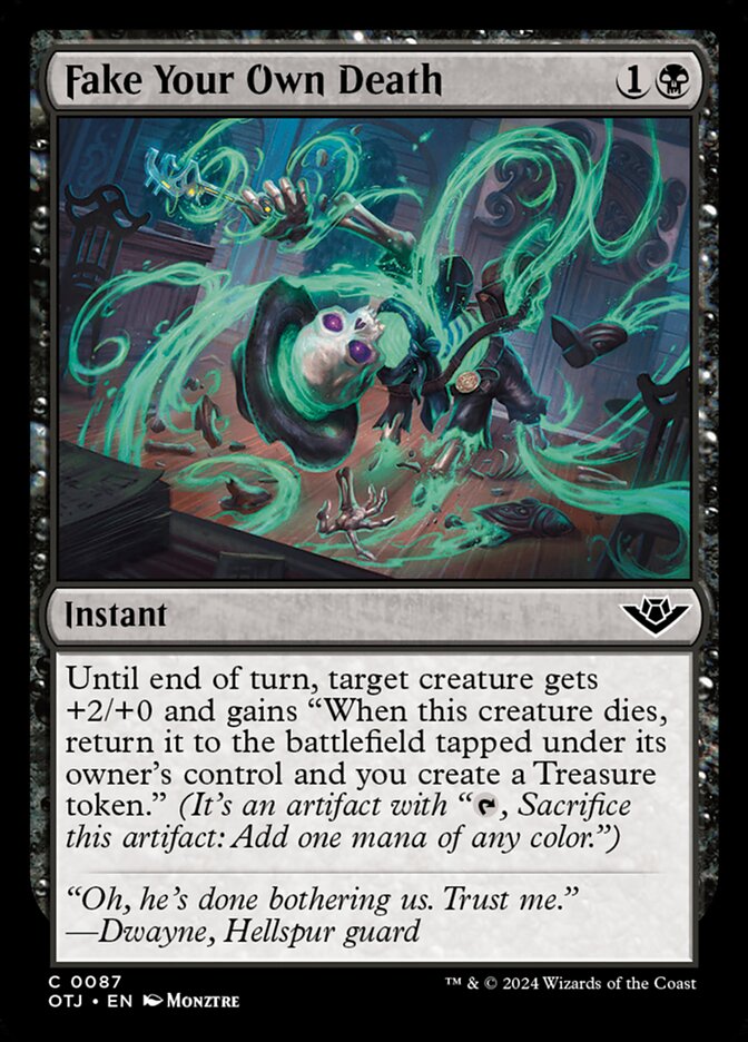 This Is An Image Of The Magic The Gathering Card Fake Your Own Death From The Set Foundations - Designed By Artist Monztre