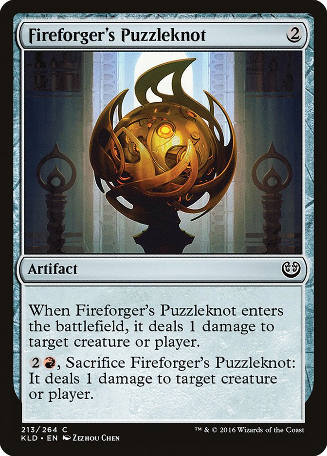 This Is An Image Of The Magic The Gathering Card Fireforger's Puzzleknot From The Set Kaladesh - Designed By Artist Zezhou Chen