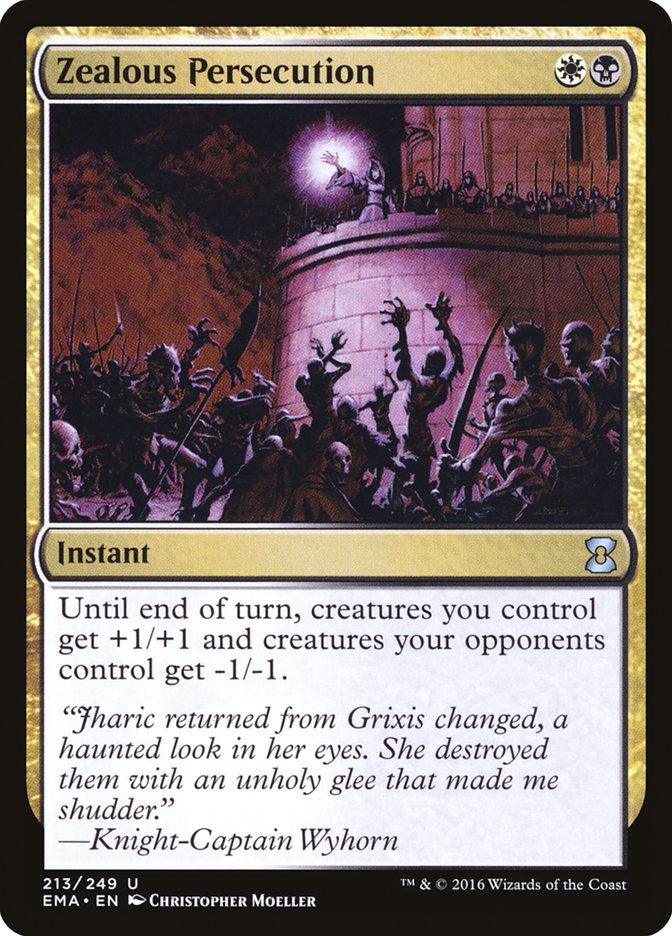 This Is An Image Of The Magic The Gathering Card Zealous Persecution From The Set Eternal Masters - Designed By Artist Christopher Moeller