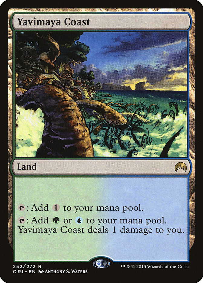 This Is An Image Of The Magic The Gathering Card Yavimaya Coast From The Set Tarkir: Dragonstorm Commander - Designed By Artist Jesper Ejsing