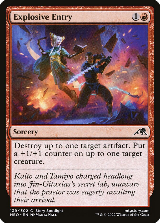 This Is An Image Of The Magic The Gathering Card Explosive Entry From The Set Kamigawa: Neon Dynasty - Designed By Artist Marta Nael