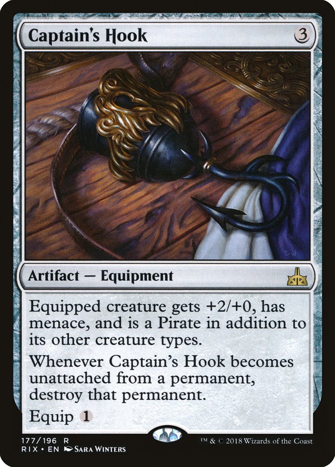 This Is An Image Of The Magic The Gathering Card Captain's Hook From The Set Rivals of Ixalan - Designed By Artist Sara Winters