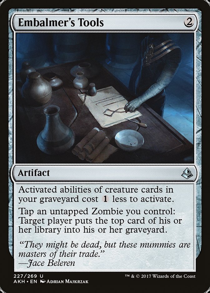 This Is An Image Of The Magic The Gathering Card Embalmer's Tools From The Set Amonkhet - Designed By Artist Adrian Majkrzak