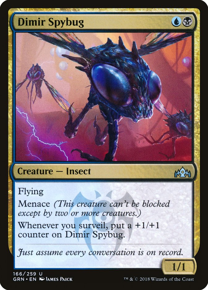 This Is An Image Of The Magic The Gathering Card Dimir Spybug From The Set Murders at Karlov Manor Commander - Designed By Artist James Paick