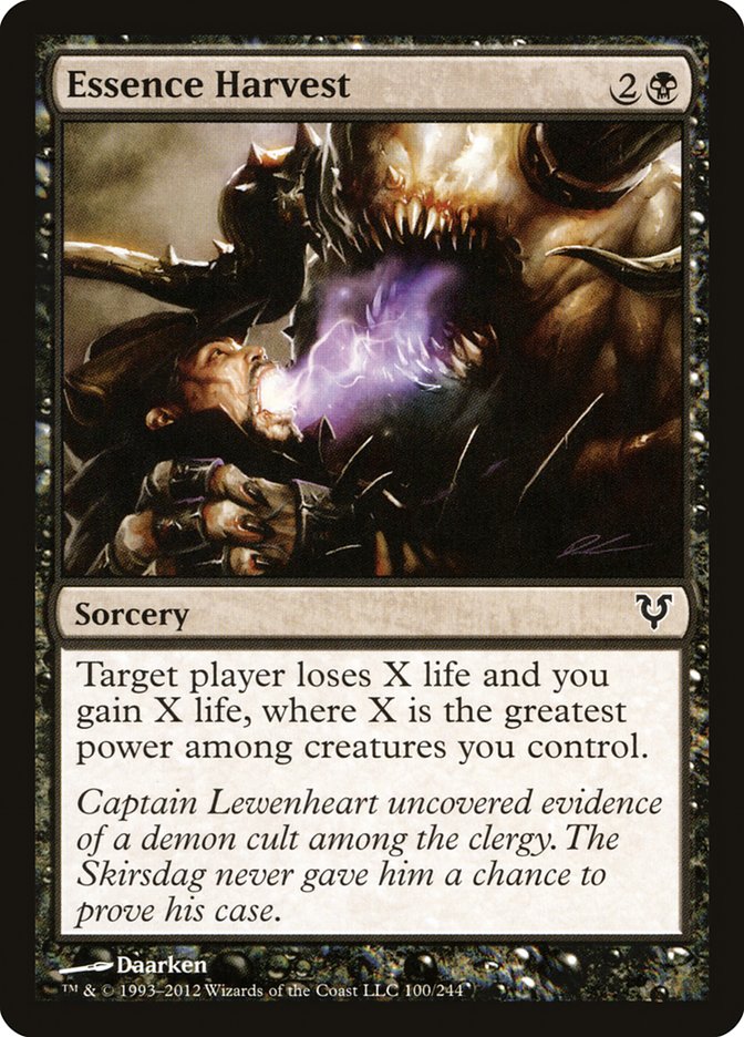 This Is An Image Of The Magic The Gathering Card Essence Harvest From The Set Avacyn Restored - Designed By Artist Daarken