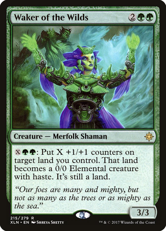 This Is An Image Of The Magic The Gathering Card Waker of the Wilds From The Set Zendikar Rising Commander - Designed By Artist Shreya Shetty